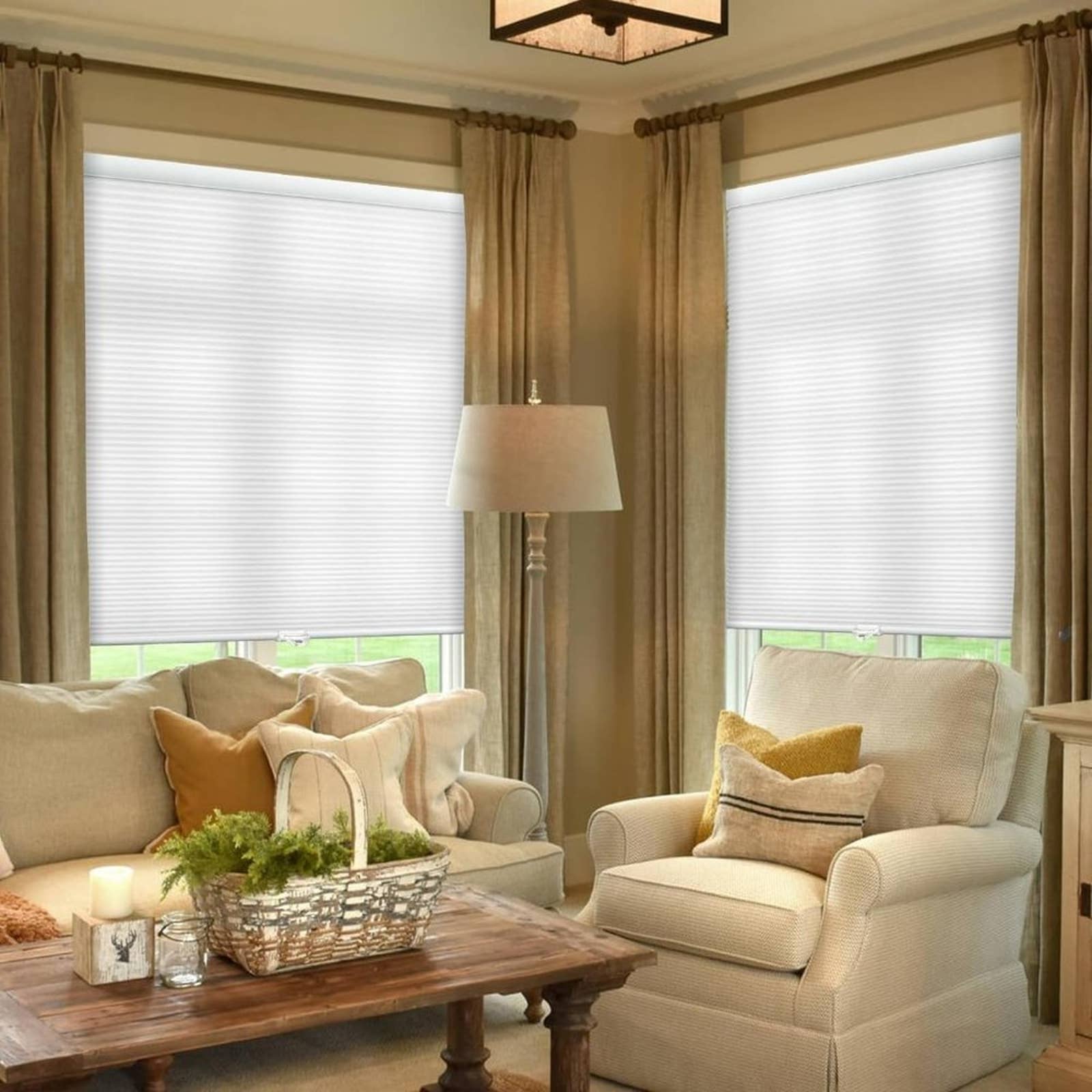 BlinDecor Light Filtering Cellular Shades Cordless 30 x 64 Honeycomb Blinds