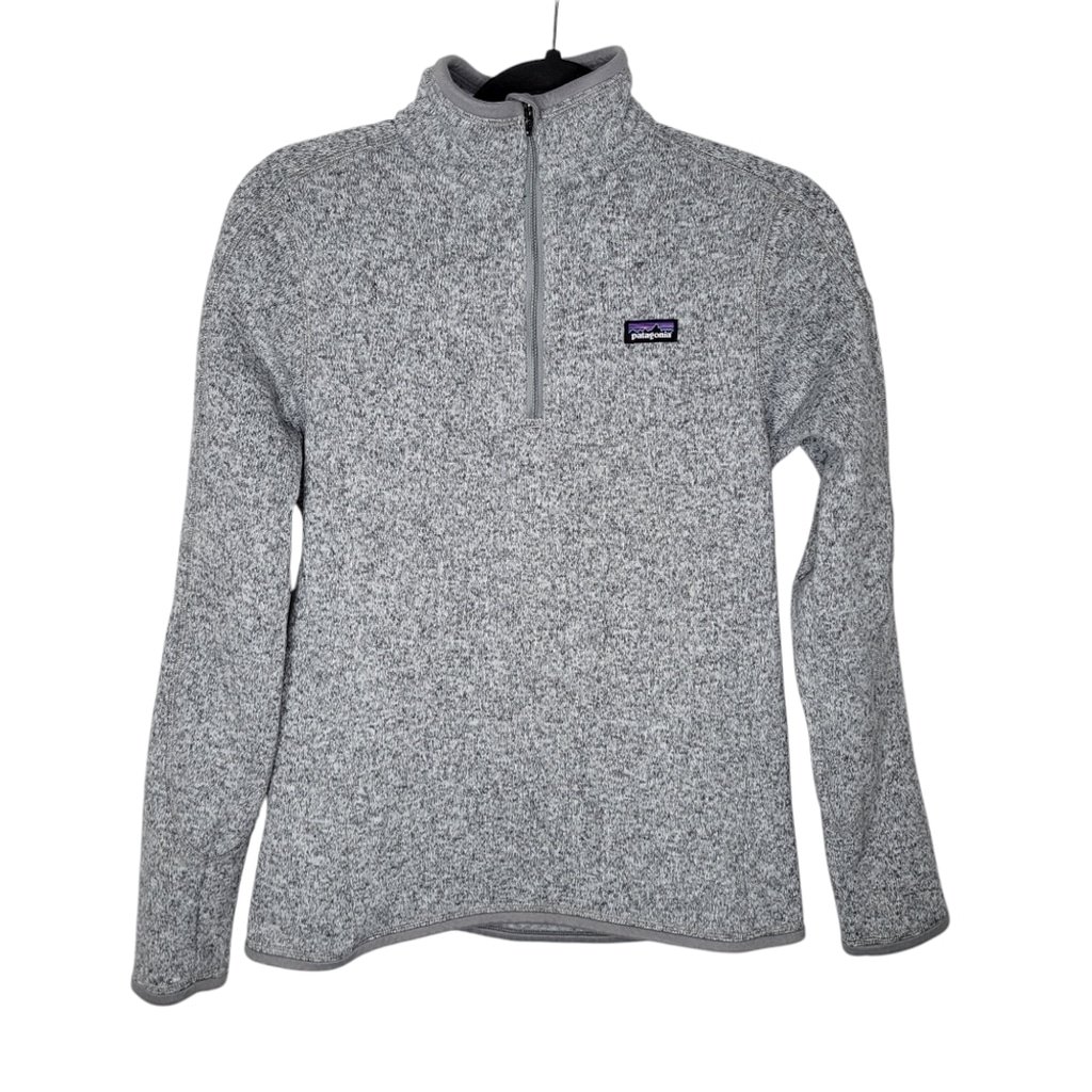Patagonia Womens Better Sweater 1/4 Zip Fleece Lined Pullover Purple Gray Sz S