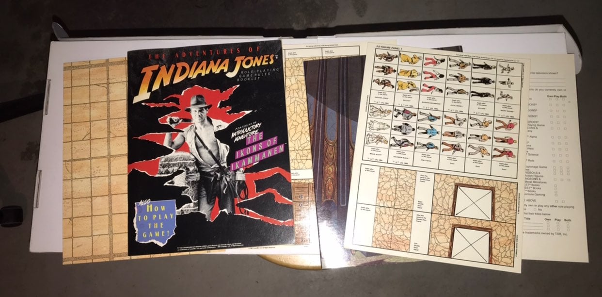 1984 TSR Indiana Jones Board Game. No Box. Possibly Missing One Paper