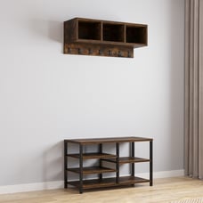 Coat Rack and Shoe Rack Set for Entryway Storage Industrial shoe bench with rack