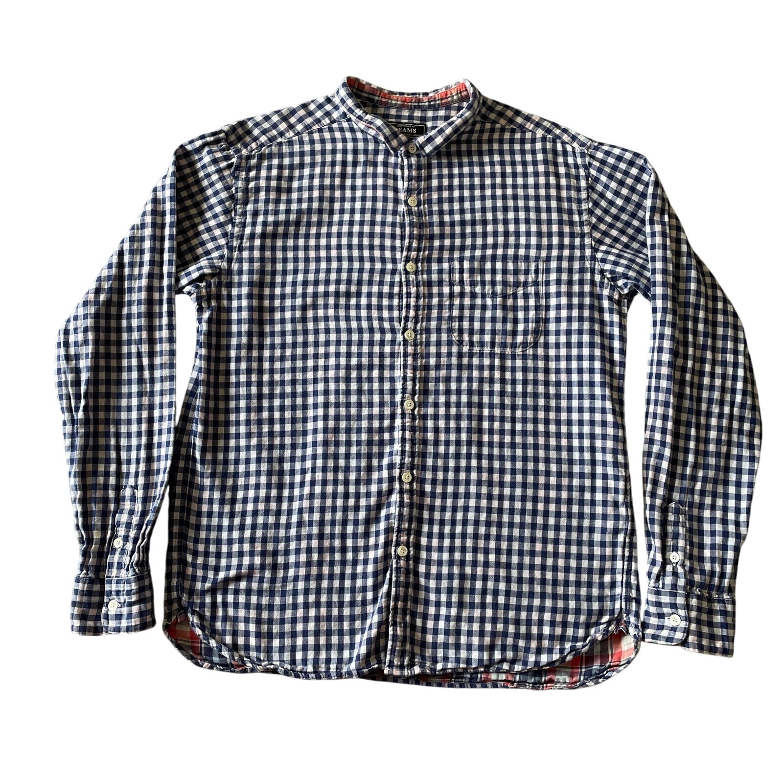 Beams Shirt Mens Large Blue Gingham Plaid Lined Classic Preppy Casual