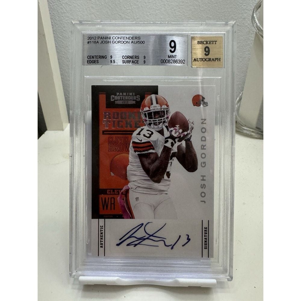 2012 JOSH GORDON PANINI CONTENDERS ROOKIE TICKET AUTO 118 SP BGS 9