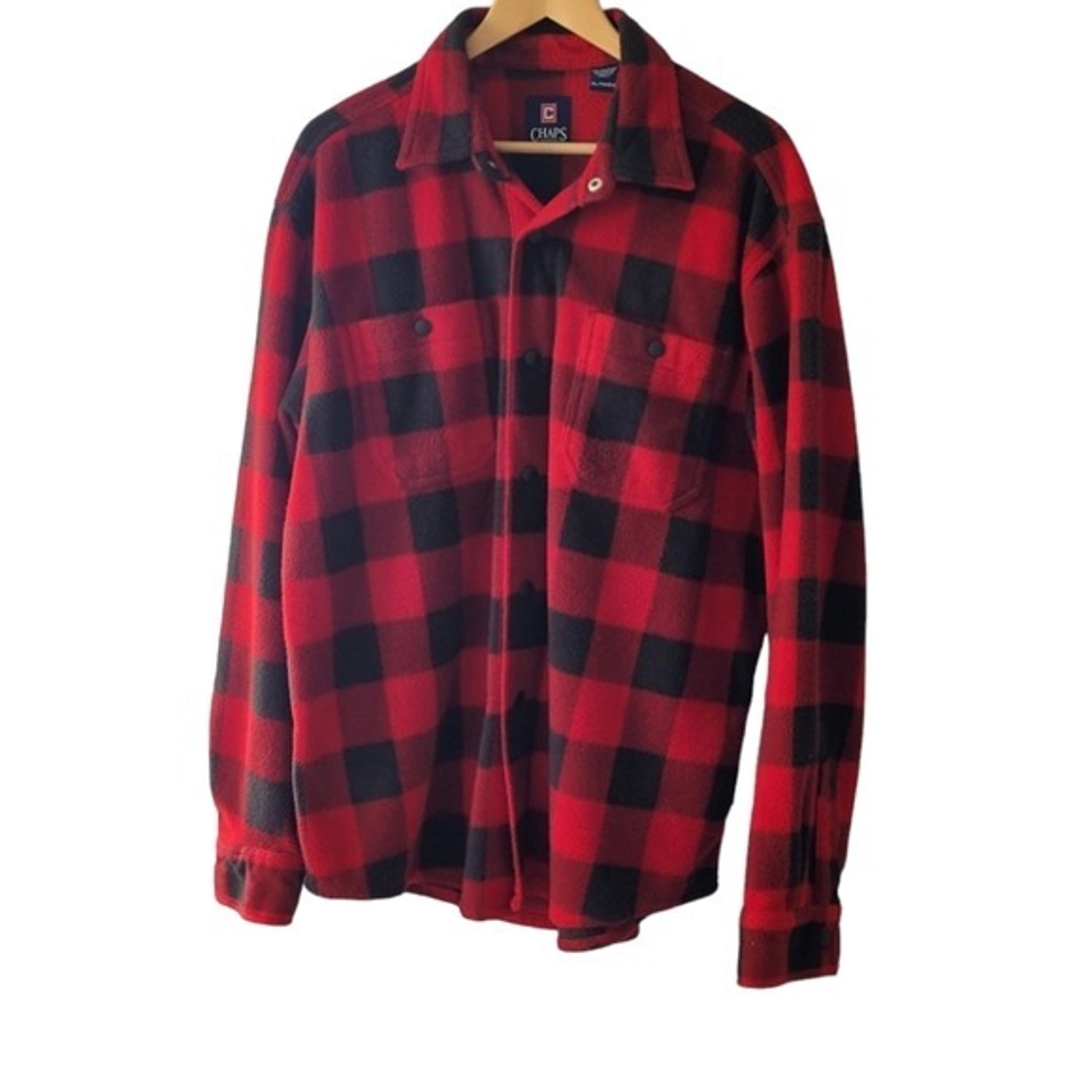 Chaps Buffalo Plaid Red and Black Fleece Women's Shacket Jacket Size XL