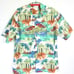 Vintage Pierre Cardin tropical shirt L cotton Korea island Caribbean aqua green