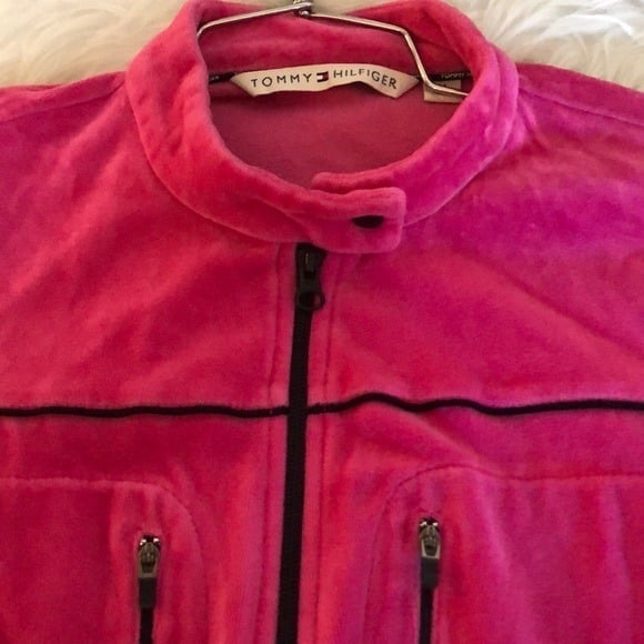 Tommy Hilfiger pink navy velour jacket