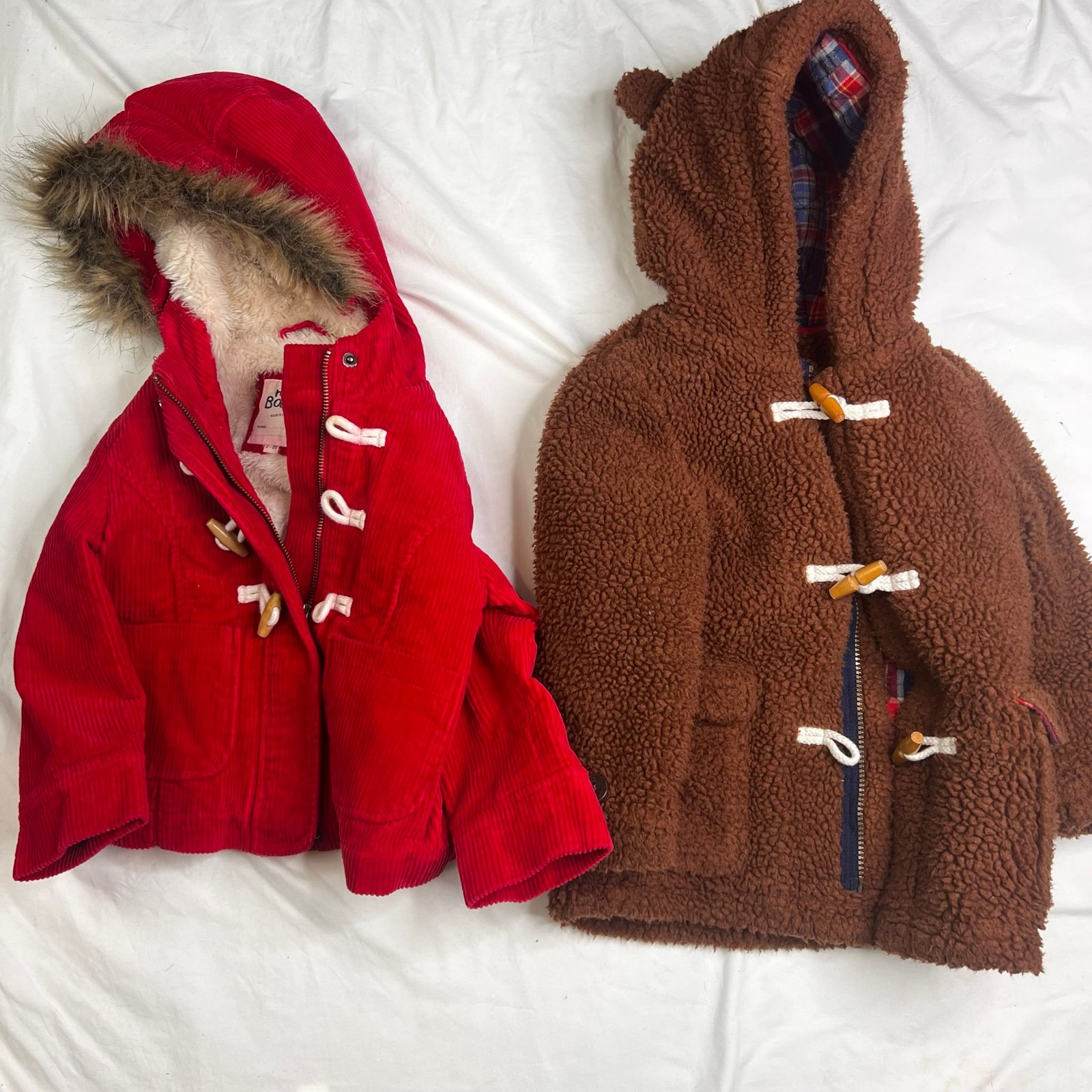 Mini Boden 2 Girls Wool Toggle Hooded Winter Coat Jacket Pink Sz 2-4 L060125