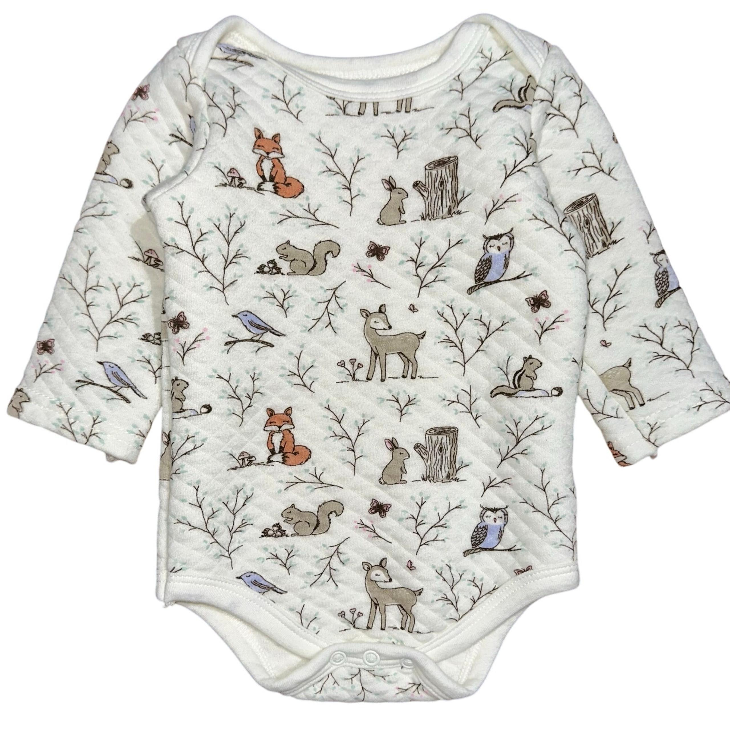 HB Hudson Baby Enchanted Forest Woodland Creatures Quilted Baby One Piece 3-6M