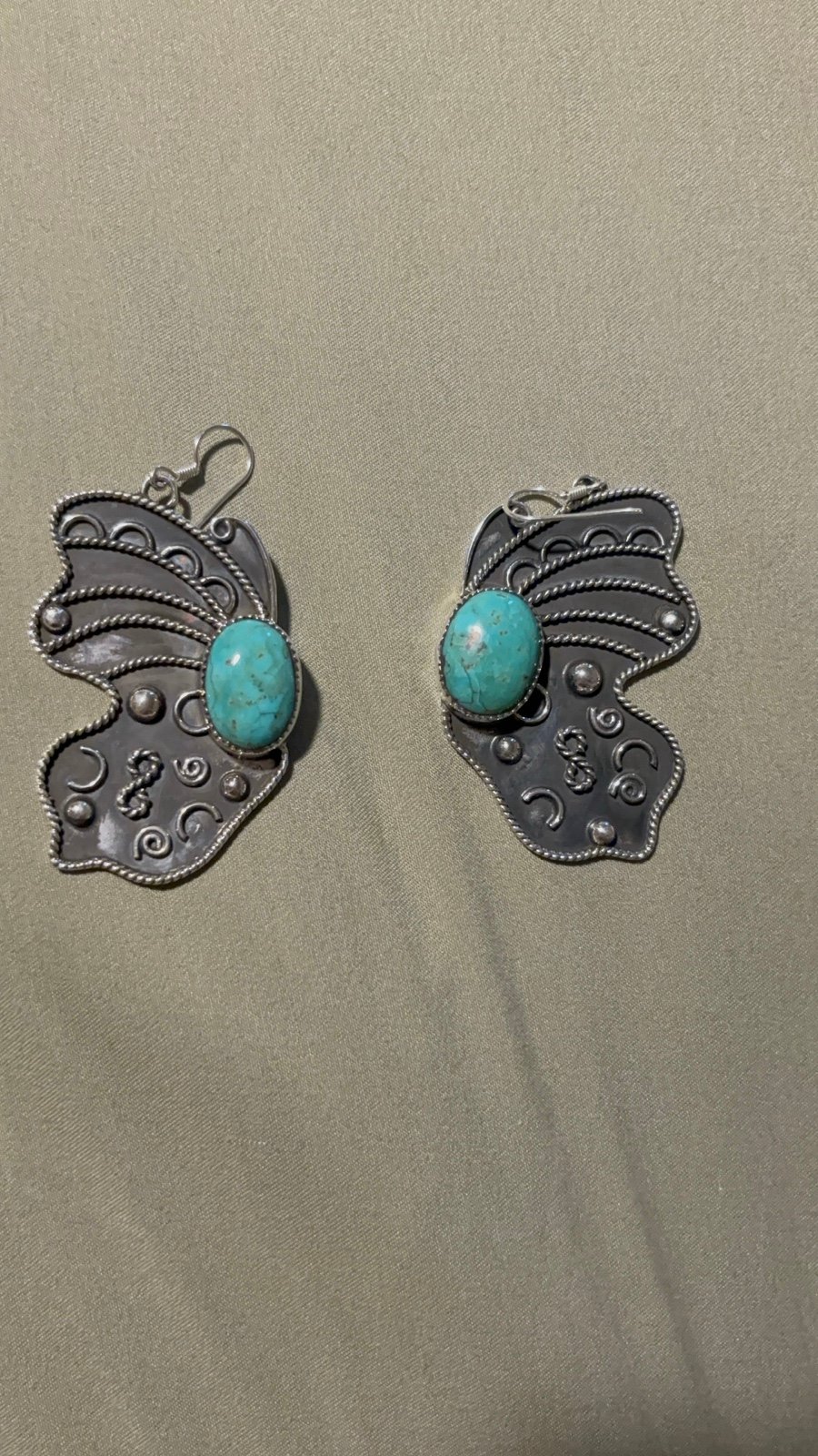 Turquoise and sterling butterfly earrings