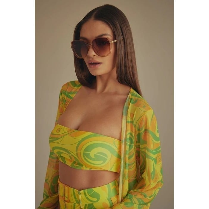 Cut You Off Round Frame Cut Out Design Sunglasses Brown