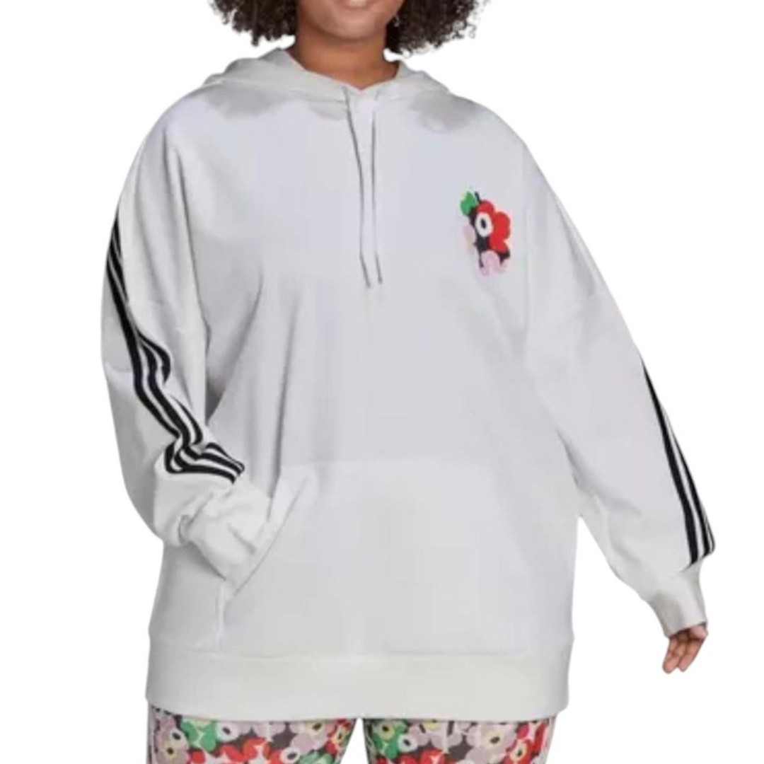 adidas Women's x Marimekko Hoodie-White, Plus Size 3X
