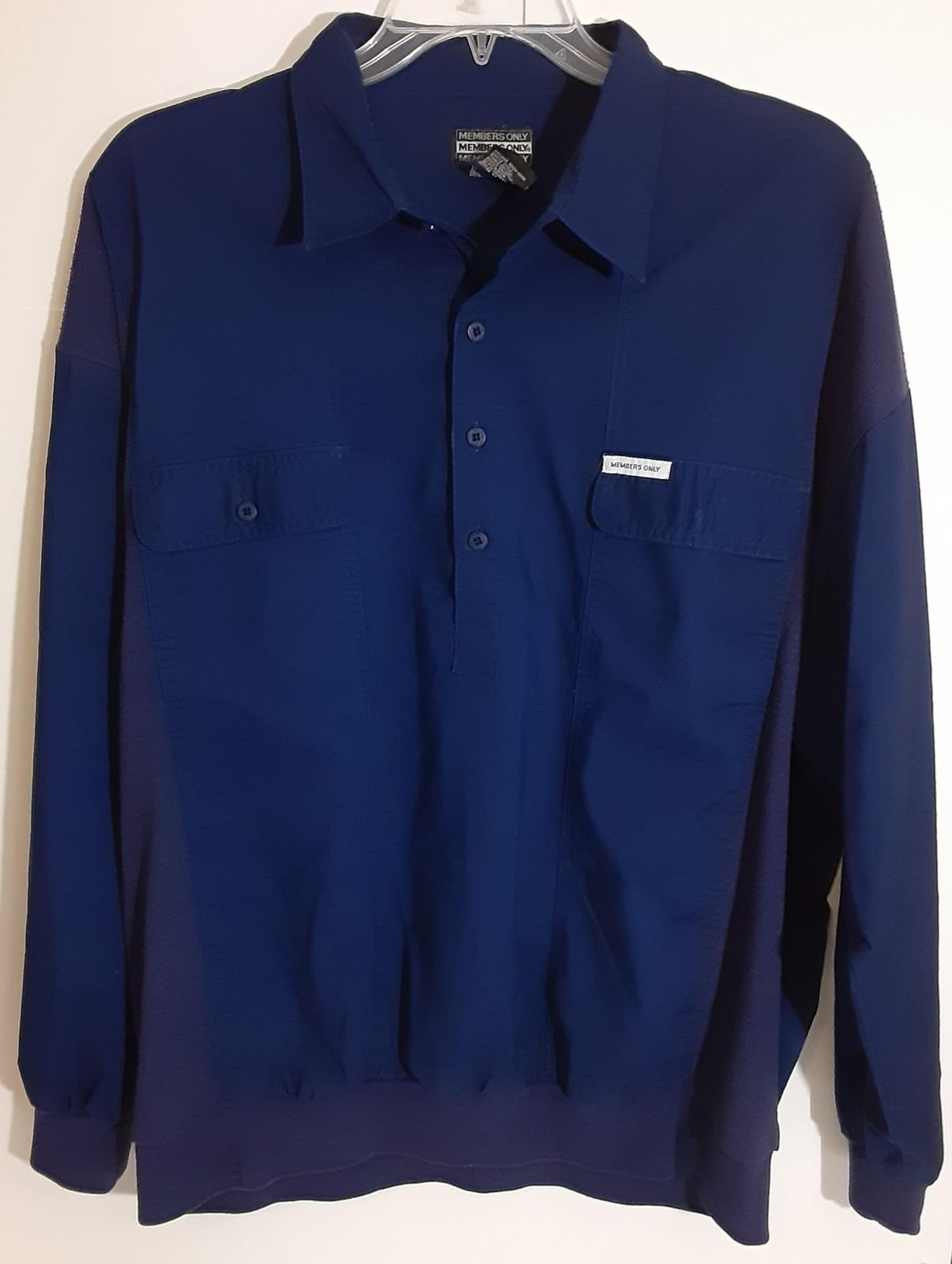 Members Only Mens XL Blue Long Sleeve Button Front Pull Over Shirt Vtg. 1980’s