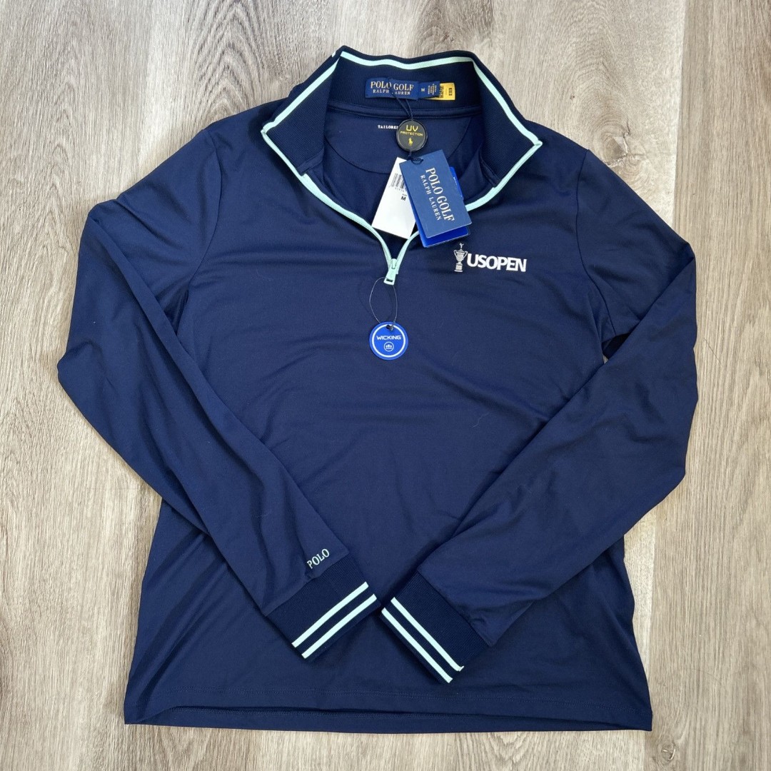 Polo Golf Ralph Lauren Mens Medium Long Sleeve Stretch Peached Jersey 1/4 Zip
