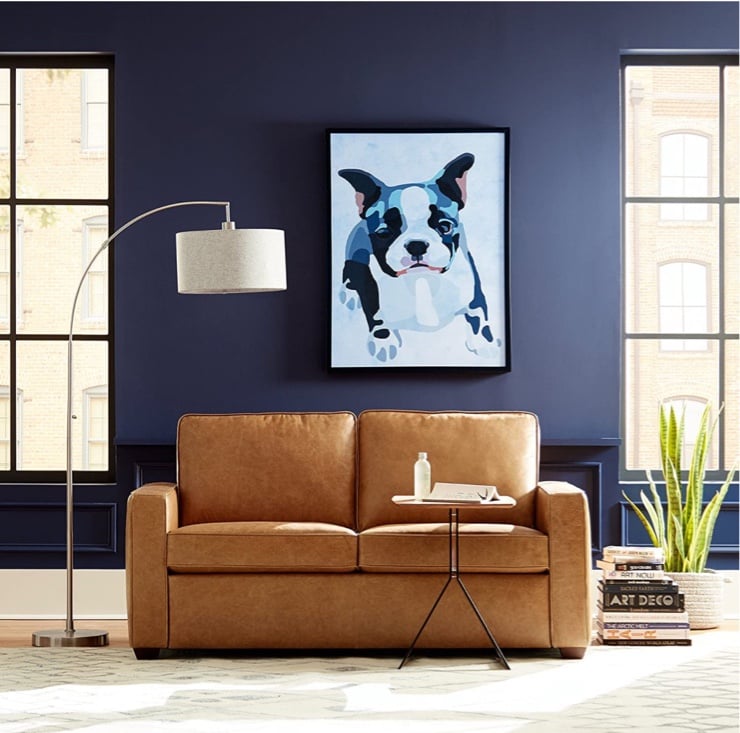 Rivet Modern Arc Standing Floor Lamp with Grey Fabric Shade, Bulb Included, 69"H