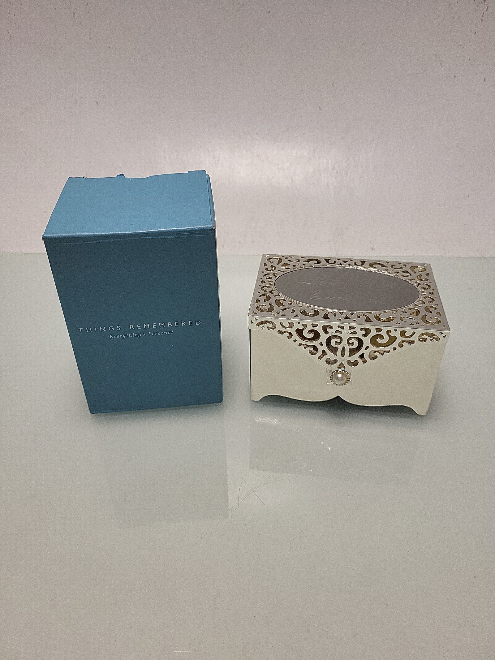 THINGS REMEMBERED Engraved Silver Scroll Rectangle Keepsake Box B25