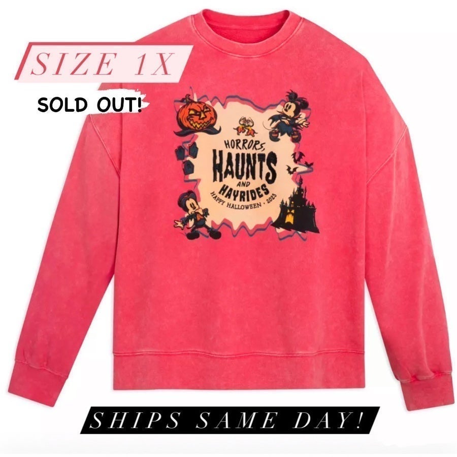 Mickey & Friends Horrors, Haunts & Hayrides Halloween Pullover Sweatshirt 1X