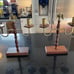 Vintage Pair of Mid Century Walnut Wood with Metal Eagle 2 Arm Candle Holders