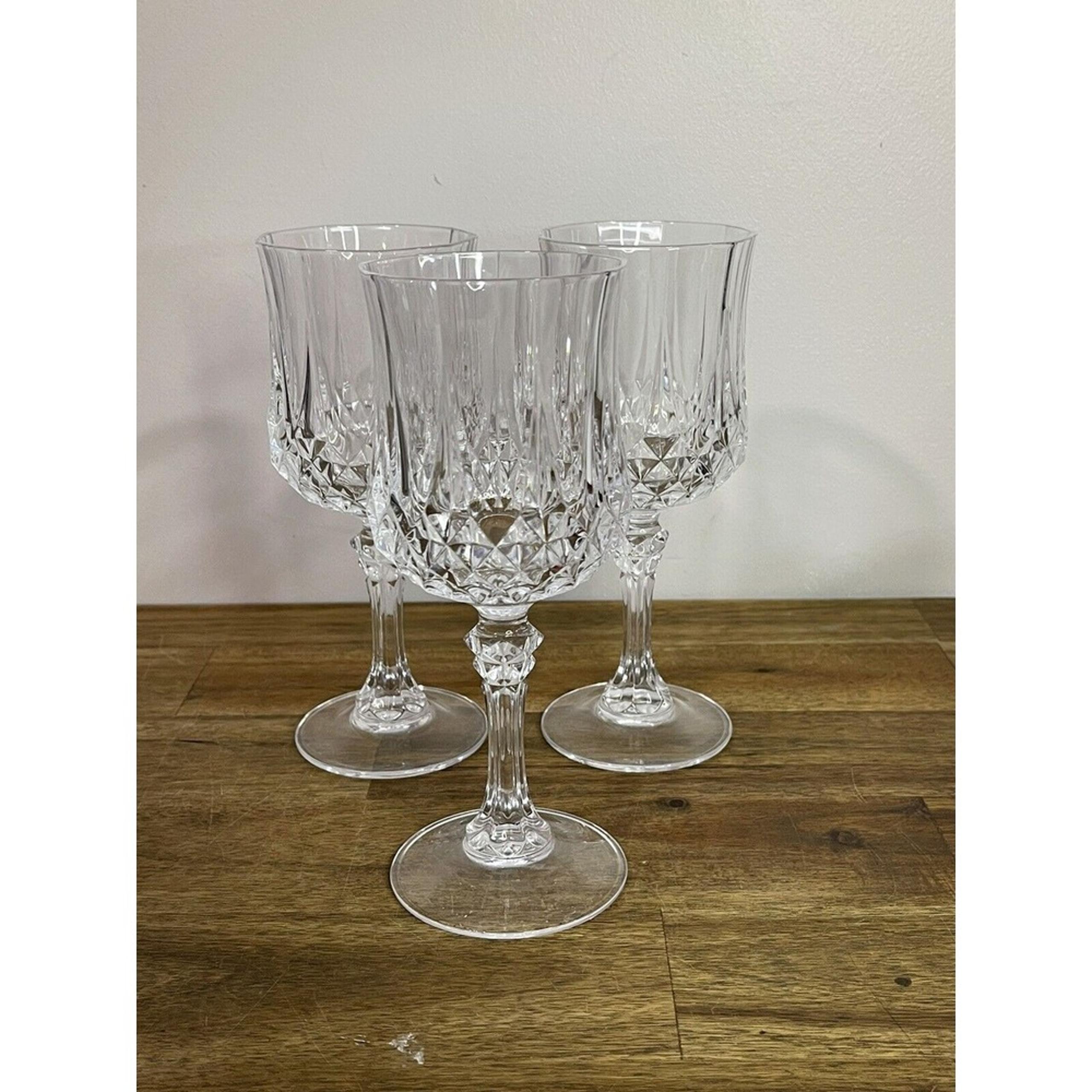 Cristal d'Arques Durand LONGCHAMP 24% LEAD Crystal GOBLETS 6.5"Tall Set Of  3