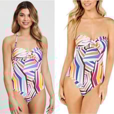 NWT Kate Spade One-Piece Bathing Suit Geobrella Moulded Bandeau Swimsuit Size S