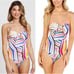 NWT Kate Spade One-Piece Bathing Suit Geobrella Moulded Bandeau Swimsuit Size S