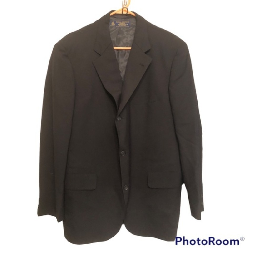 Brooks Brothers Size 42R Makers Brooksease Black Wool 1/2 Lined Suit Jacket