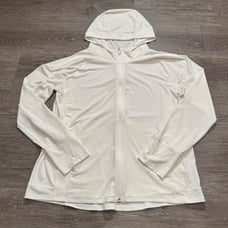 Athleta Jacket Womens XL White Pacifica Illume UPF Relaxed Full Zip Hooded Adult