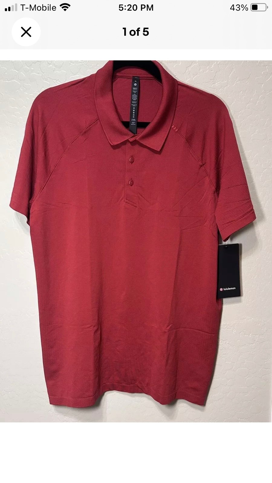 NWT98 Lululemon Men's Metal Vent Tech Polo - Size XL - SPED