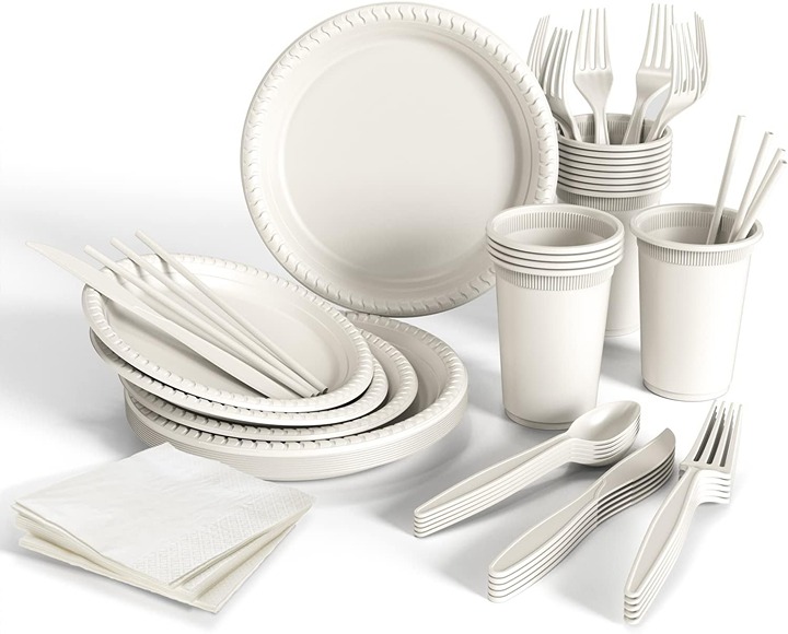 Compostable Disposable Dinnerware Set - 400 Pcs Eco Friendly
