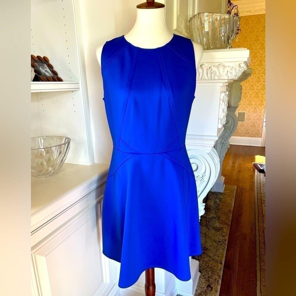 Ted BAKER LONDON royal blue scuba sleeveless skater dress size 4 or US large