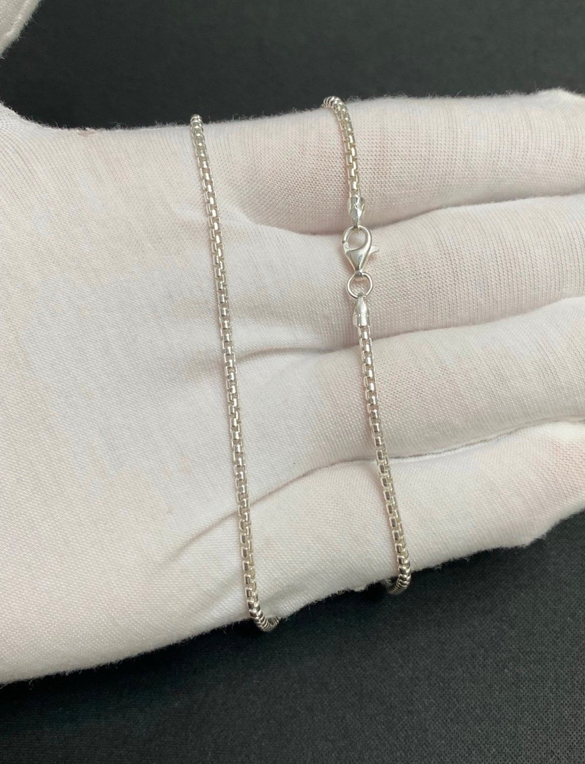 Solid Sterling Silver 2mm 20” Rounded Box Chain