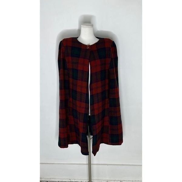 Vintage 60s Mod Tartan Plaid Wool Cape