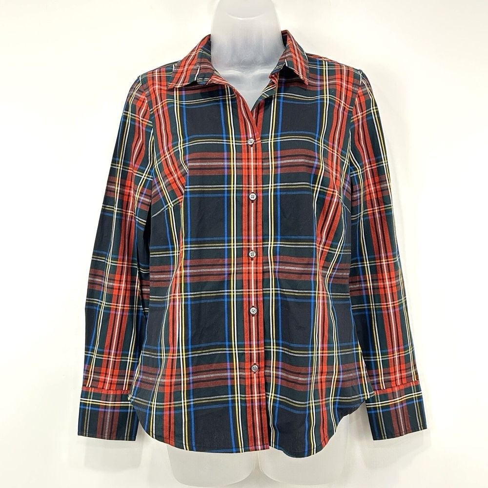 J Crew Top Womens 2 Stewart Tartan Plaid NWT Organic Cotton Poplin Holiday