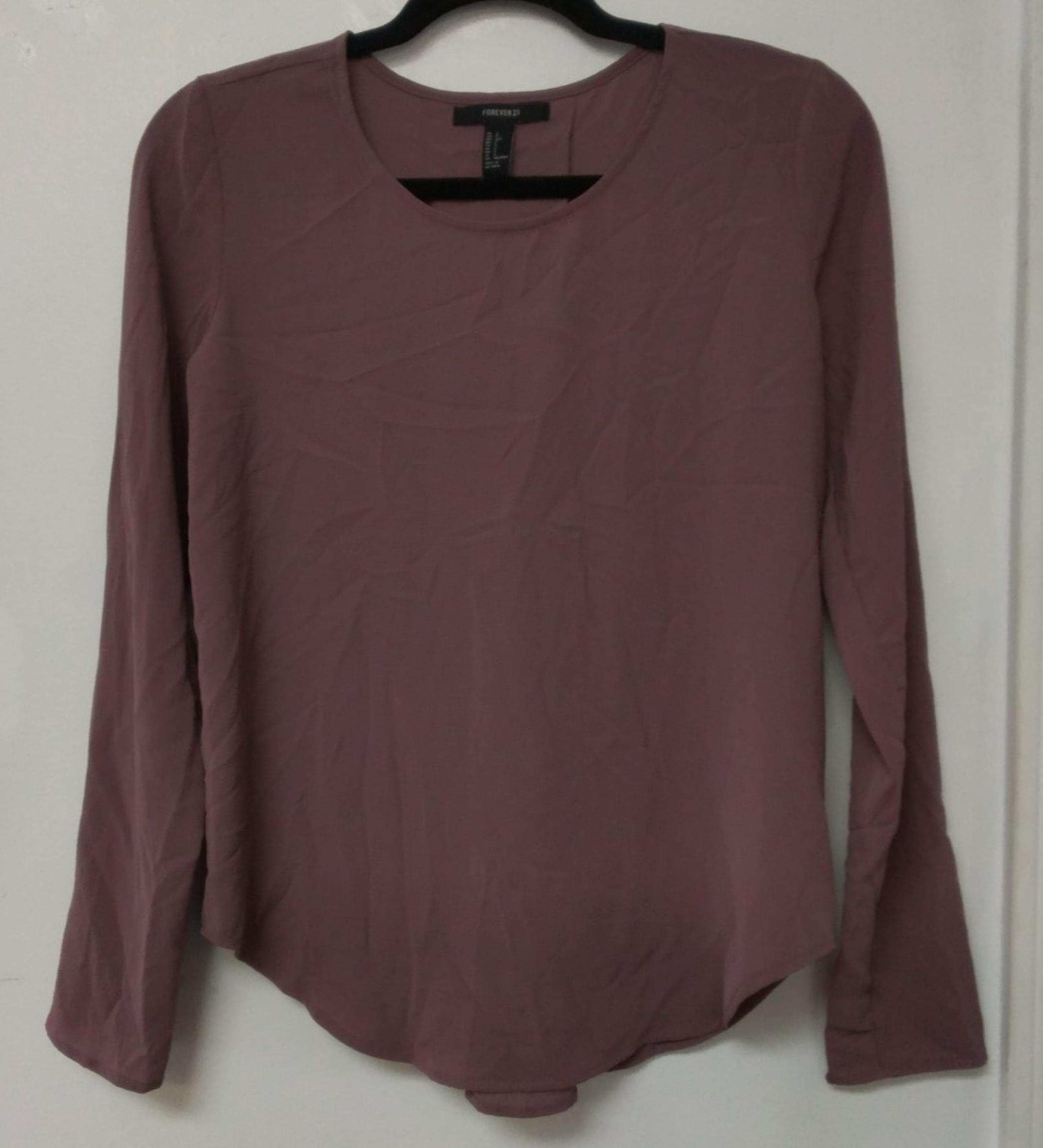 FOREVER 21 Long Sleeve Crewneck Top Blouse Mauve Blush Size S