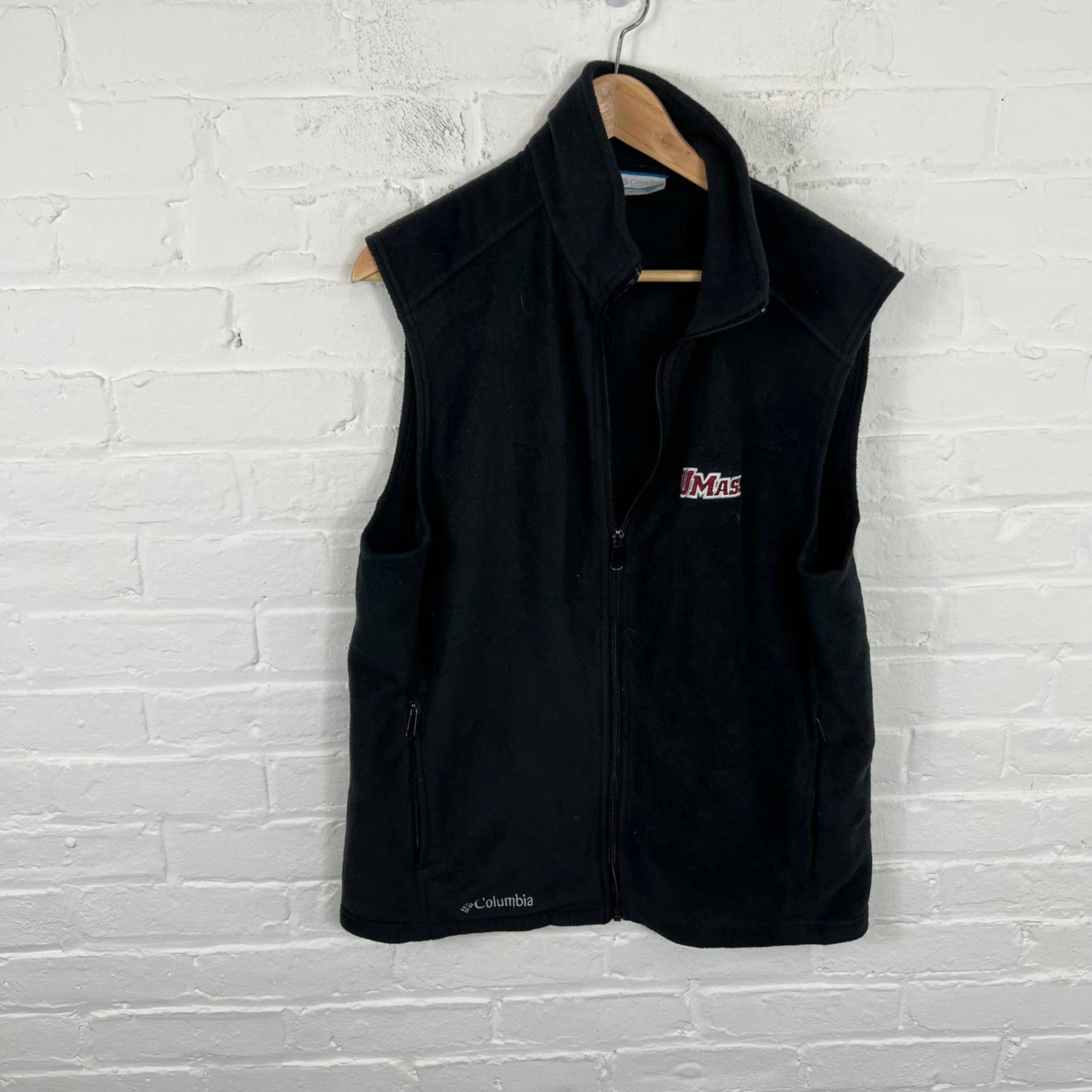 Columbia Women's Fleece Full Zip Vest Sleeveless Solid Black Size Large