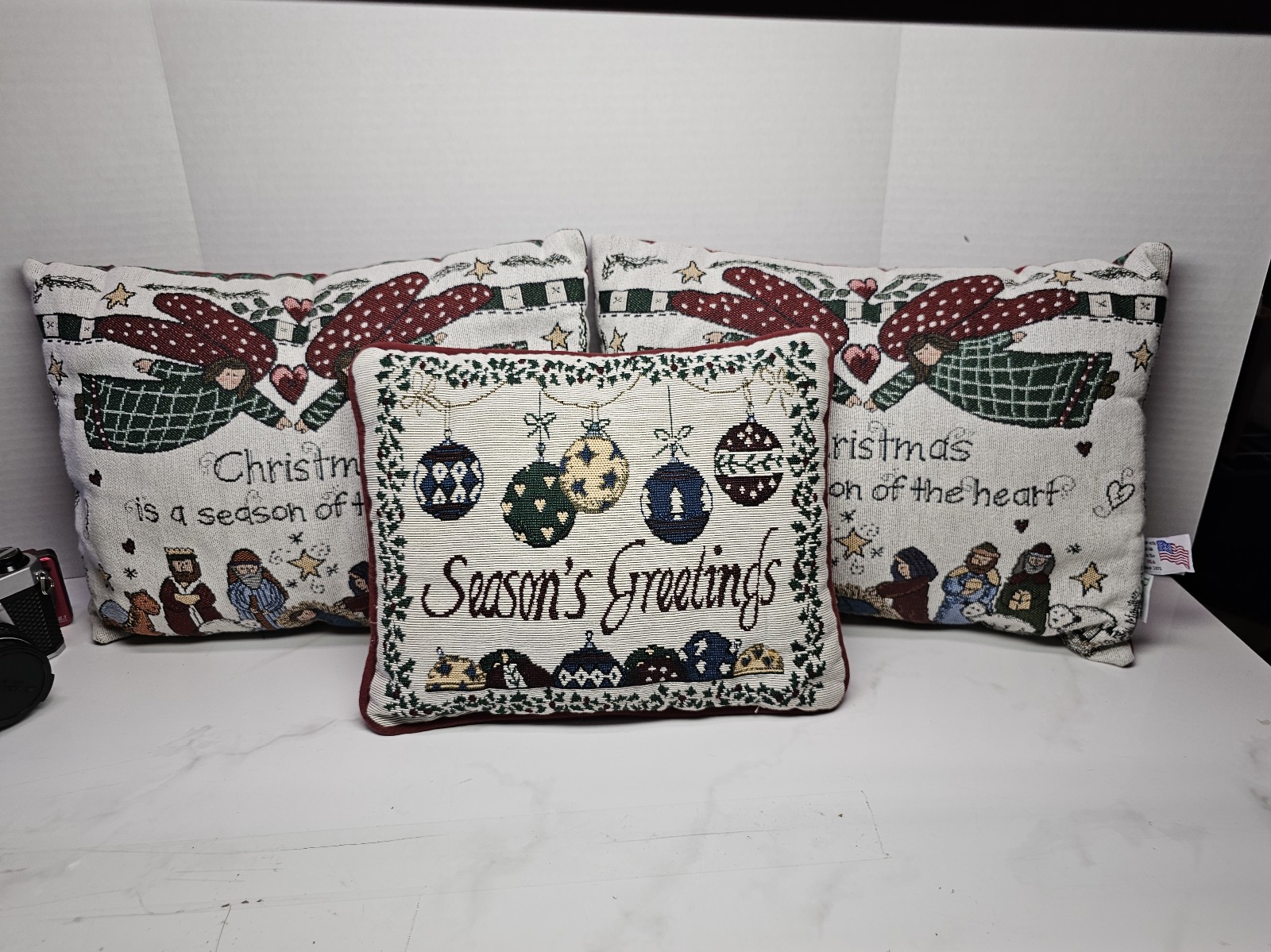 3 Vintage Riverdale Holiday Pillows BOX