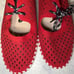 Ilse Jacobsen Tulip Women's Red Woven Cutout Mary Jane Slip Ons Nautical 39