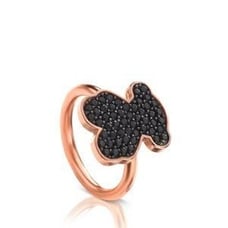 Rose vermilion silver added ring Bear Rose 18K gold plated