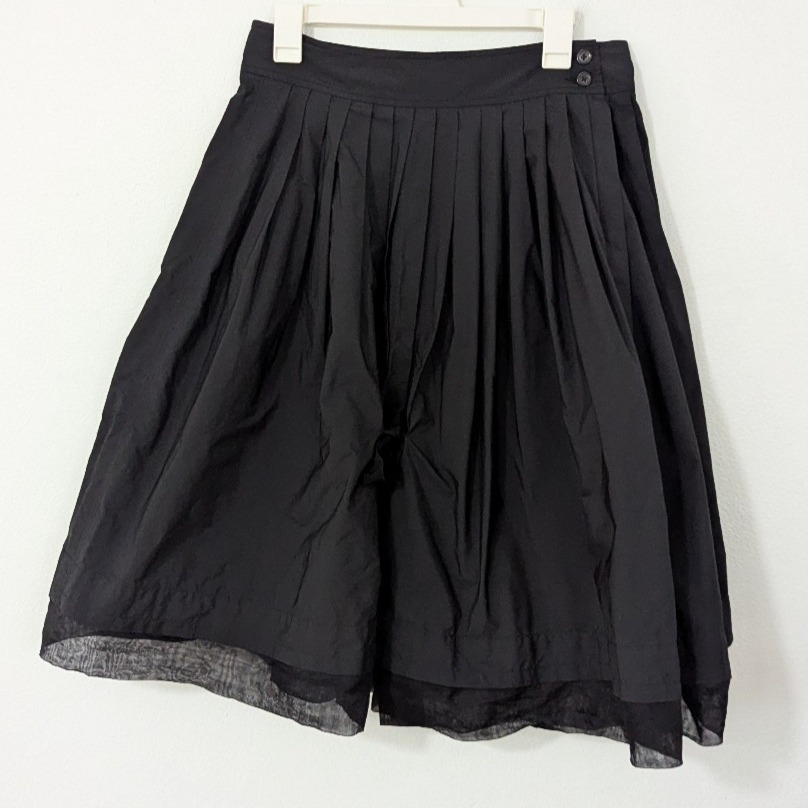 Pauw Amsterdam Plated Wrap Skirt Tulle Trim Tie Front Knee Length Black 2 Medium