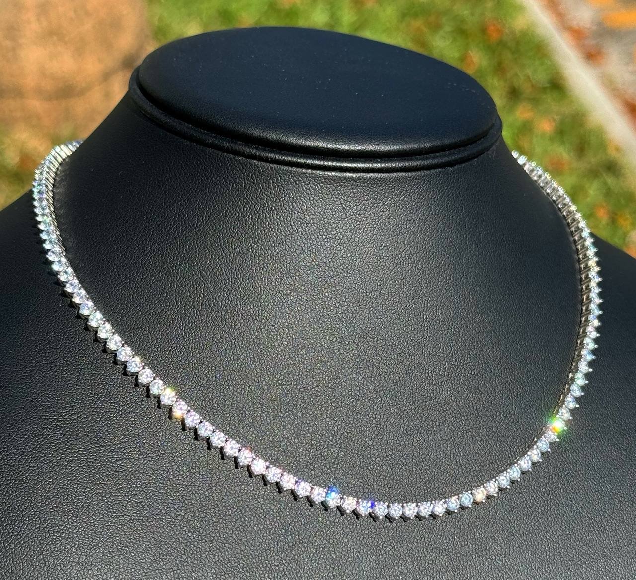 New Jewelry .925 sterling silver CZ stones 40.00CTW tennis necklace chain 16”