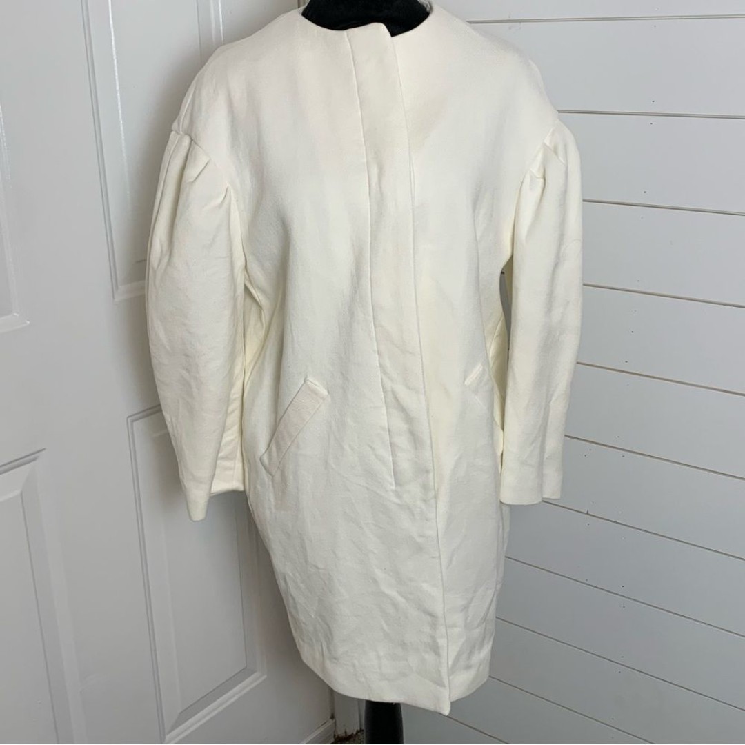 ZARA ecru ivory Peacoat drop shoulder balloon sleeves size Medium preppy