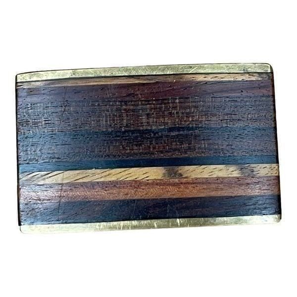 Vintage Kenneth Reid Southwest Wood Brass Belt Buckle Bohemian Cowgirl Cowboy