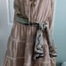 Watson X Watson Low Collar Blouse Dress in Taupe & Cream Size 8 New With Tags