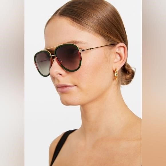 Original The GG0062S008 Sunglasses Green/Red