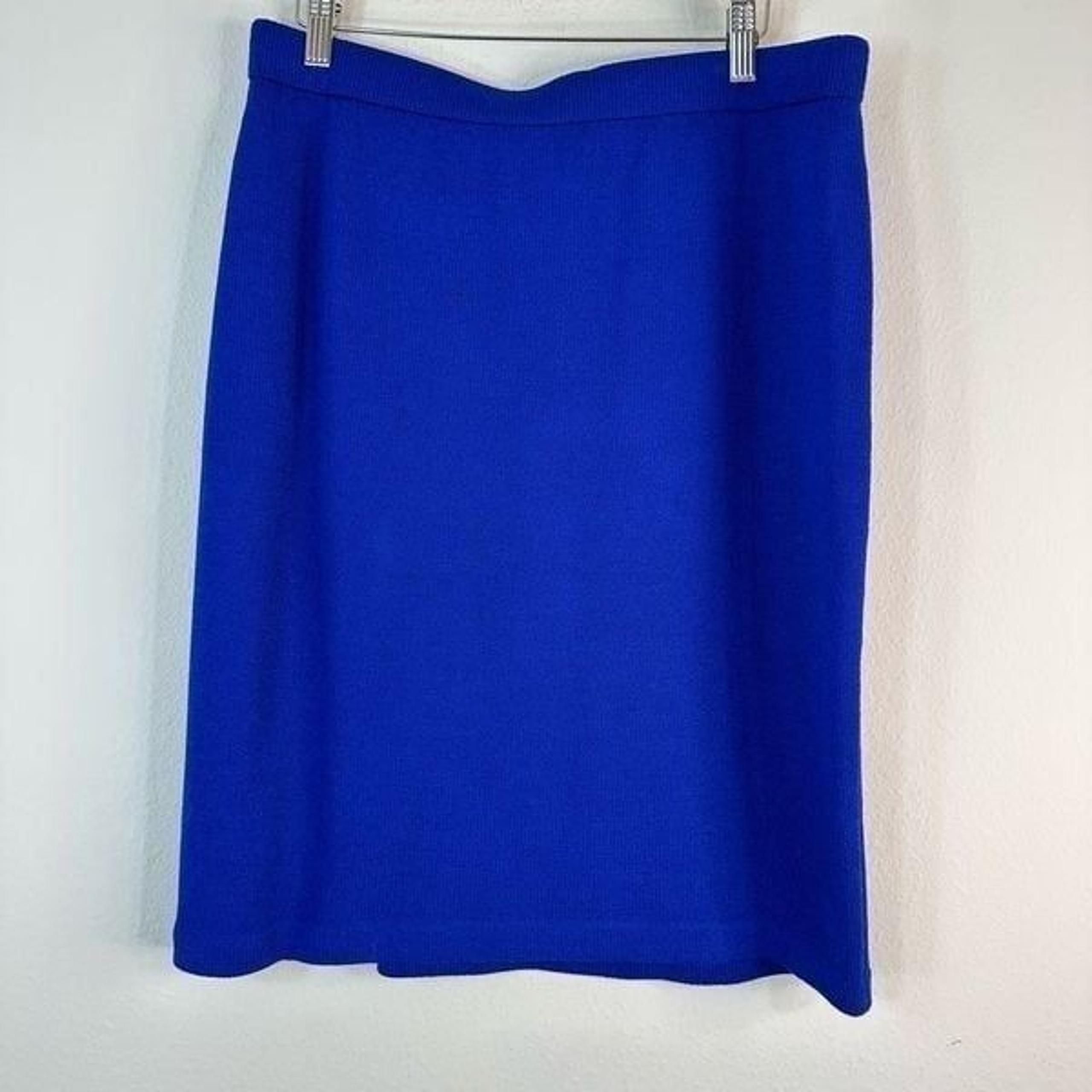 St. John Collection Cobalt Blue Santana Knit Pencil Skirt Womens 14 Luxe Career
