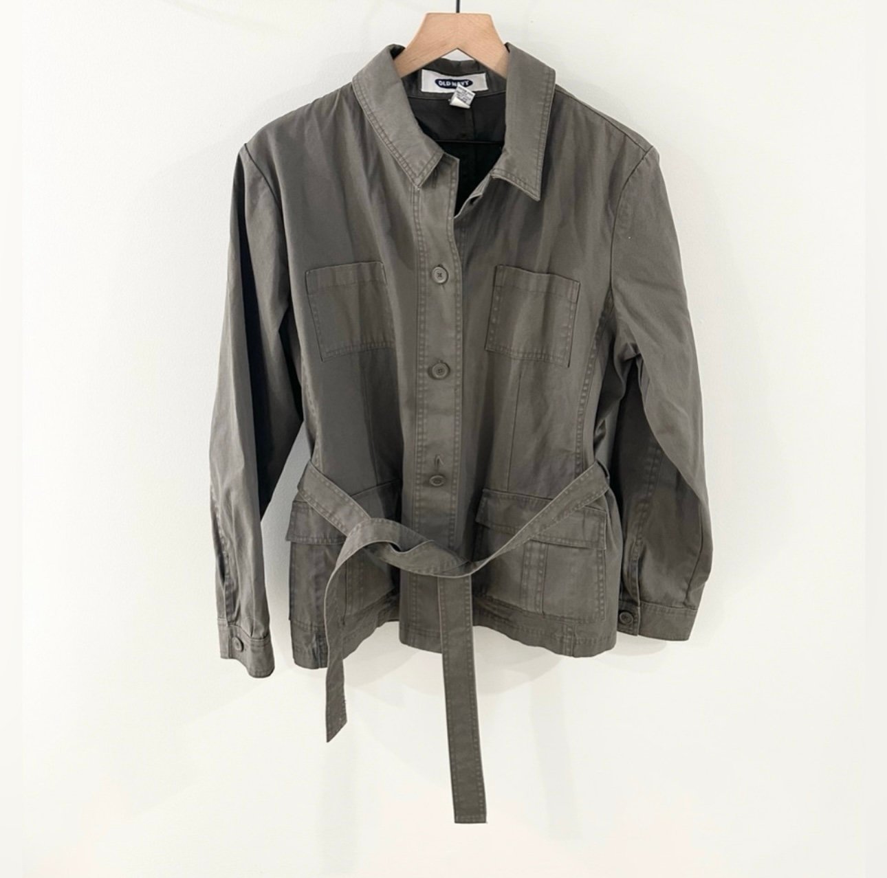 Old Navy Tie Waist Utility Jacket Gray Size XL