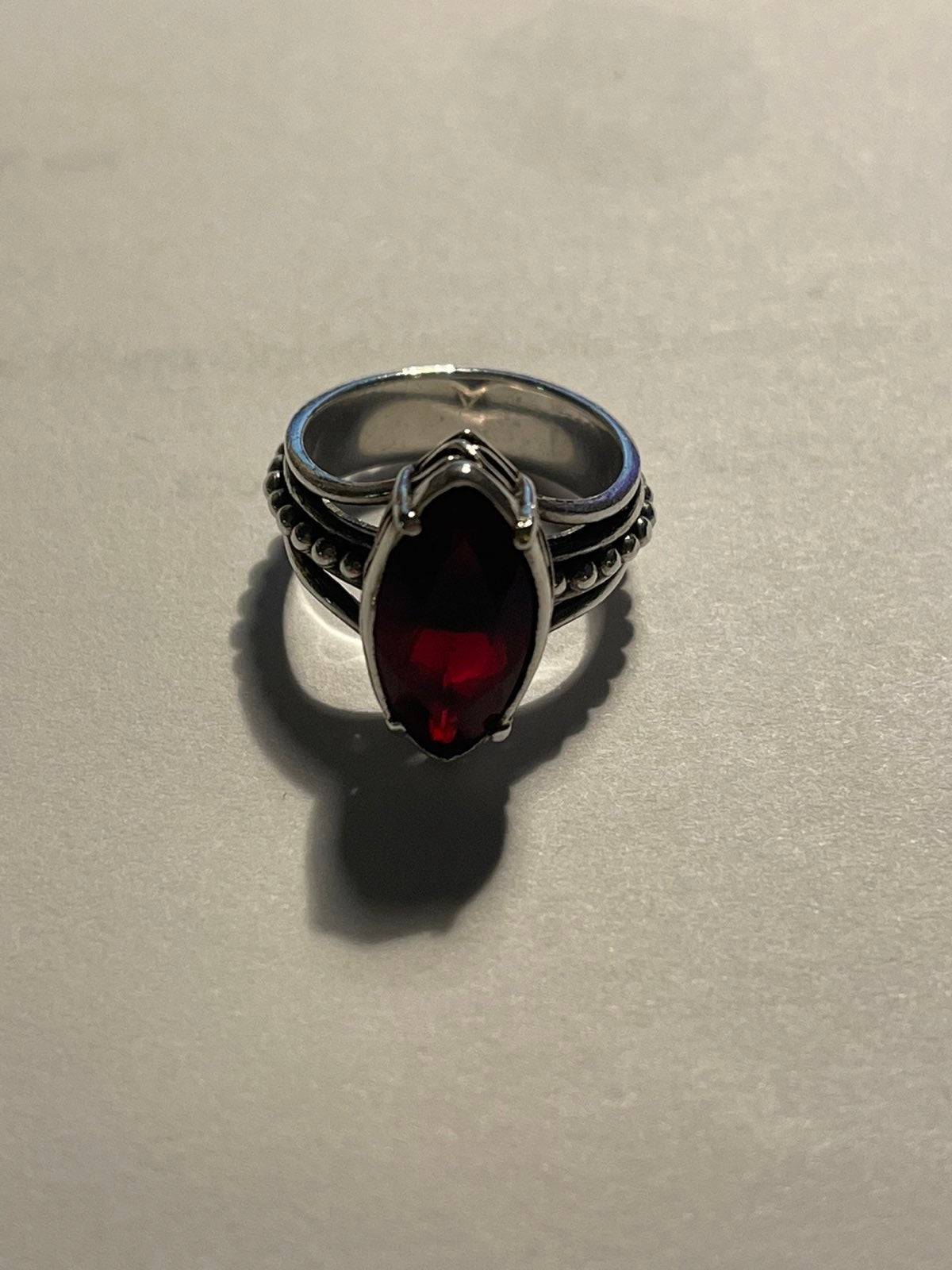 Sterling silver garnet stone ring