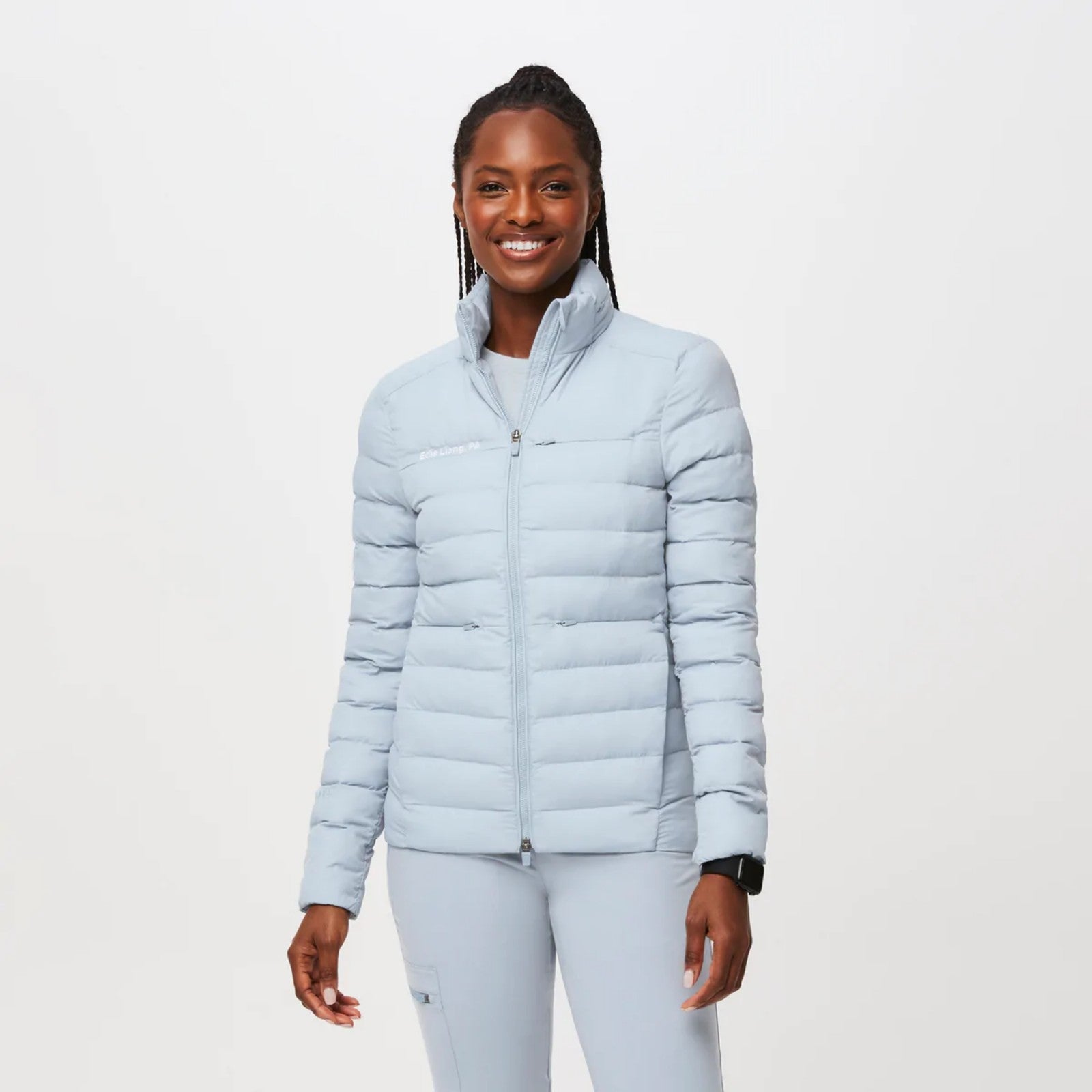 FIGS high quality NEW On Shift Packable Puffer Jacket SMALL Dusty Blue