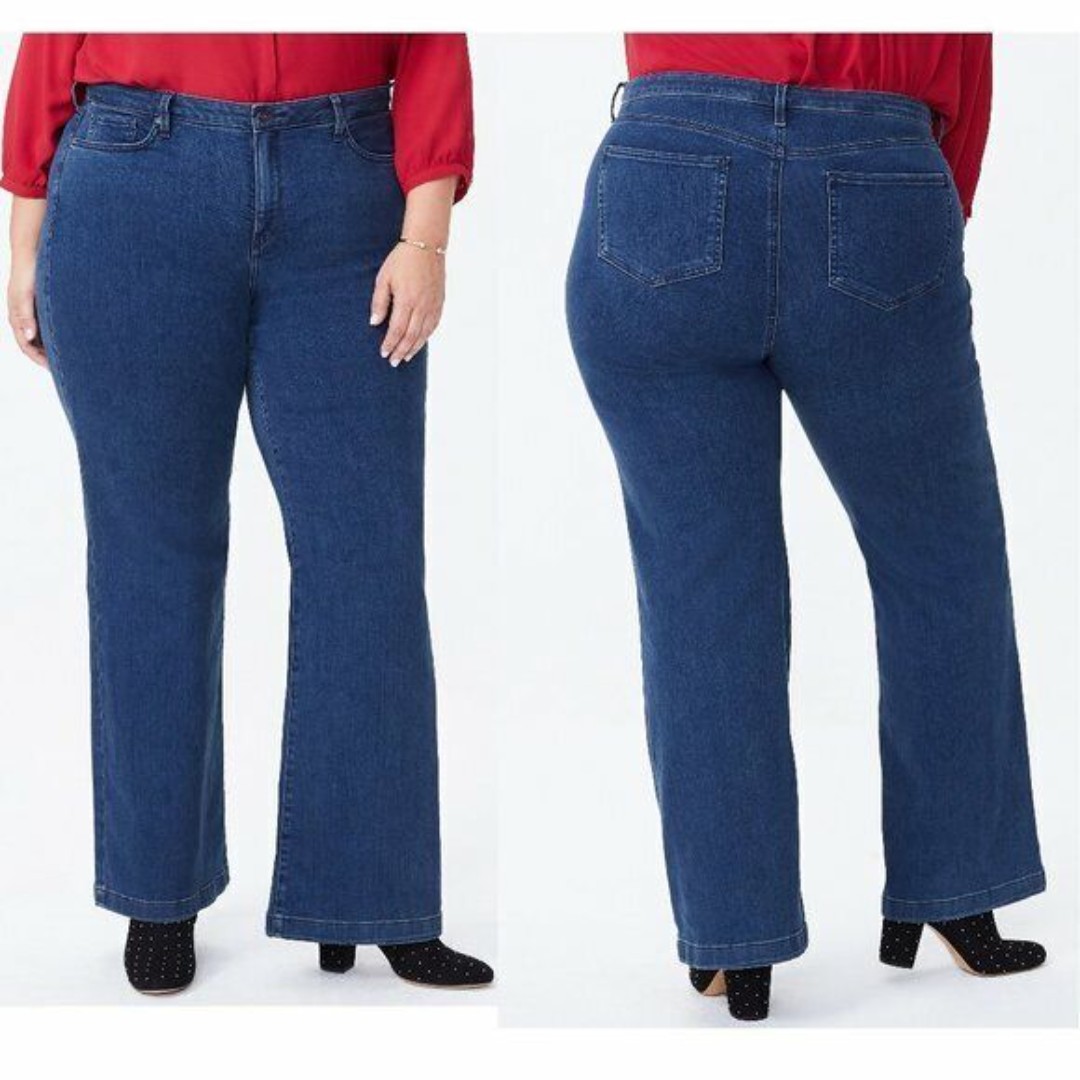 NWT NYDJ Wide Leg Trouser Jeans Firesky Lift Tuck Plus size Womens 28W 119