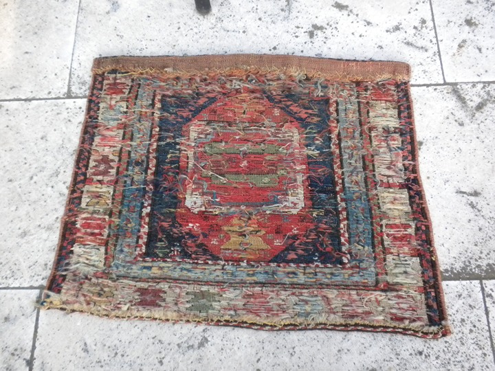 21x21 Antique Fabric Rug read info from estate sale limited info