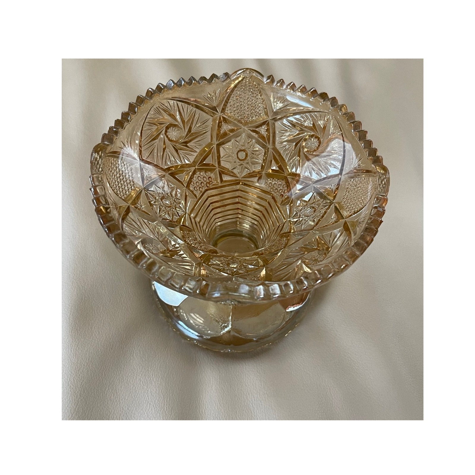 Vintage Imperial Carnival Glass Footed Candy Dish Compote