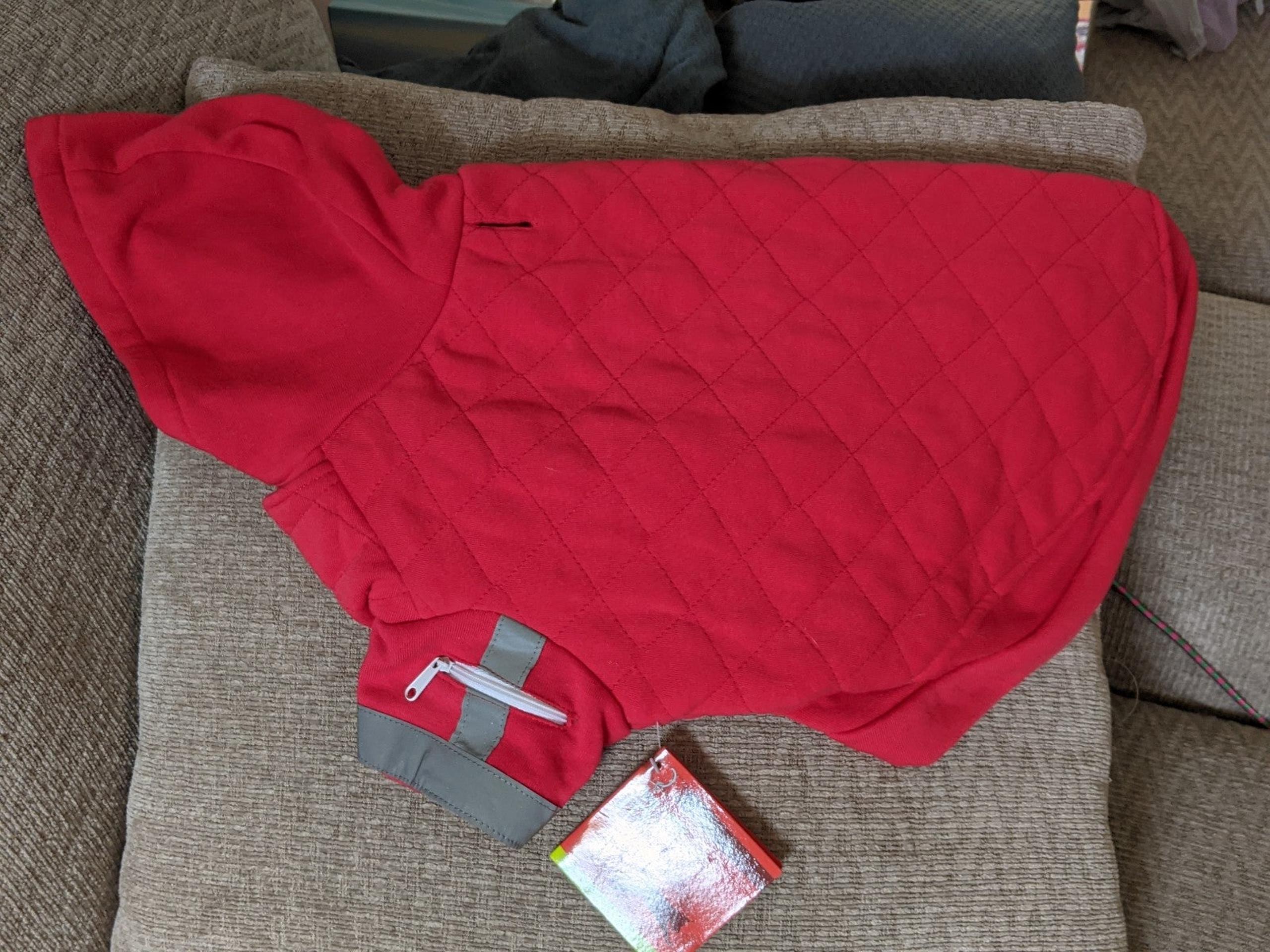 Red Hooded Dog Coat L